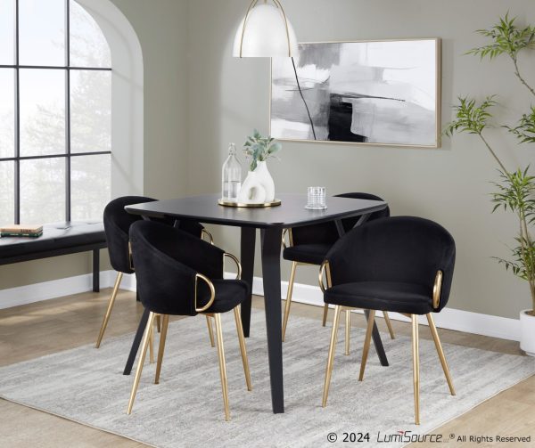 Claire Gold Black Velvet Contemporary Accent Chairs Set of 2 2