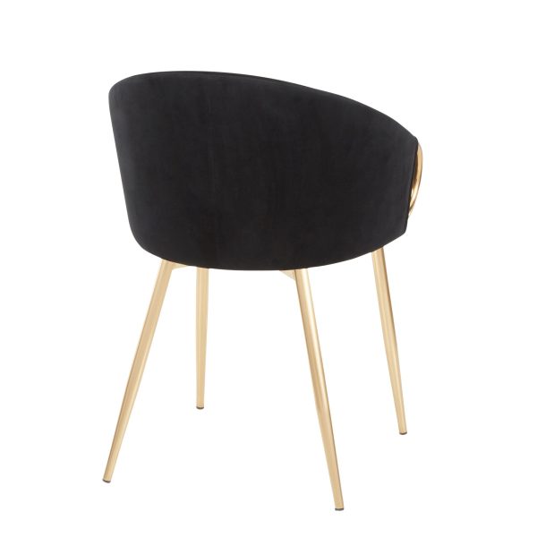 Claire Gold Black Velvet Contemporary Accent Chairs Set of 2 5