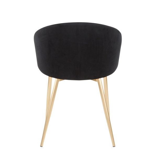 Claire Gold Black Velvet Contemporary Accent Chairs Set of 2 6