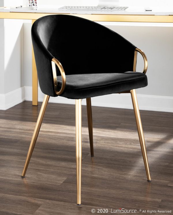 Claire Gold Black Velvet Contemporary Accent Chairs Set of 2