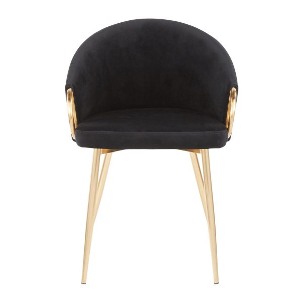 Claire Gold Black Velvet Contemporary Accent Chairs Set of 2 7