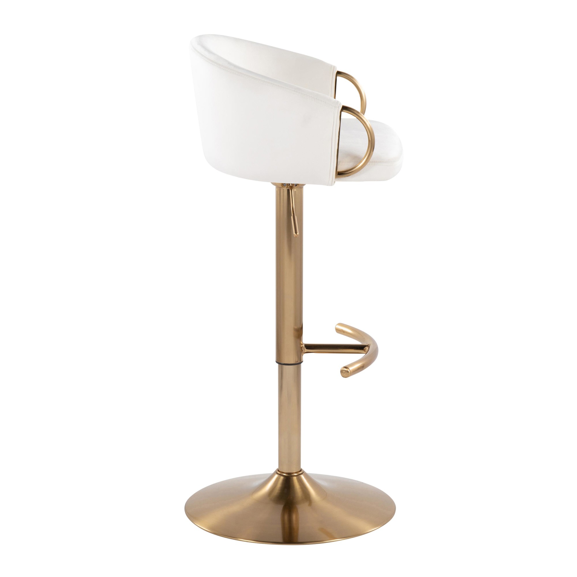 Claire Gold Cream Velvet Swivel Adjustable Barstools (Set of 2) 7 Claire Gold Cream Velvet Swivel Adjustable Barstools (Set of 2) - Image 7