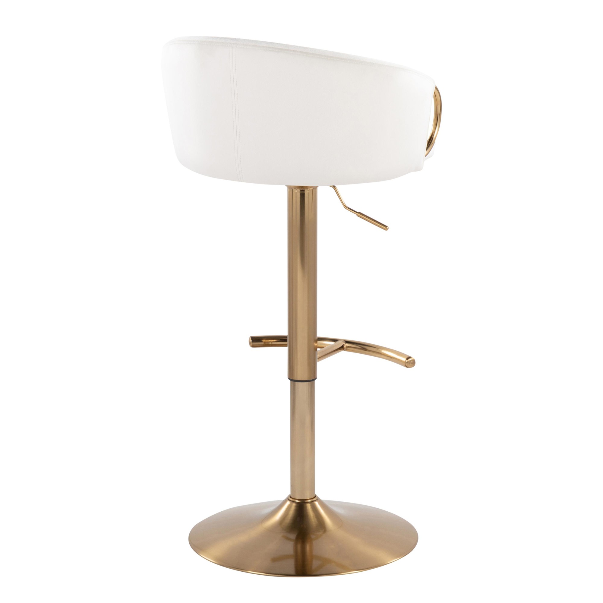 Claire Gold Cream Velvet Swivel Adjustable Barstools (Set of 2) 8 Claire Gold Cream Velvet Swivel Adjustable Barstools (Set of 2) - Image 8