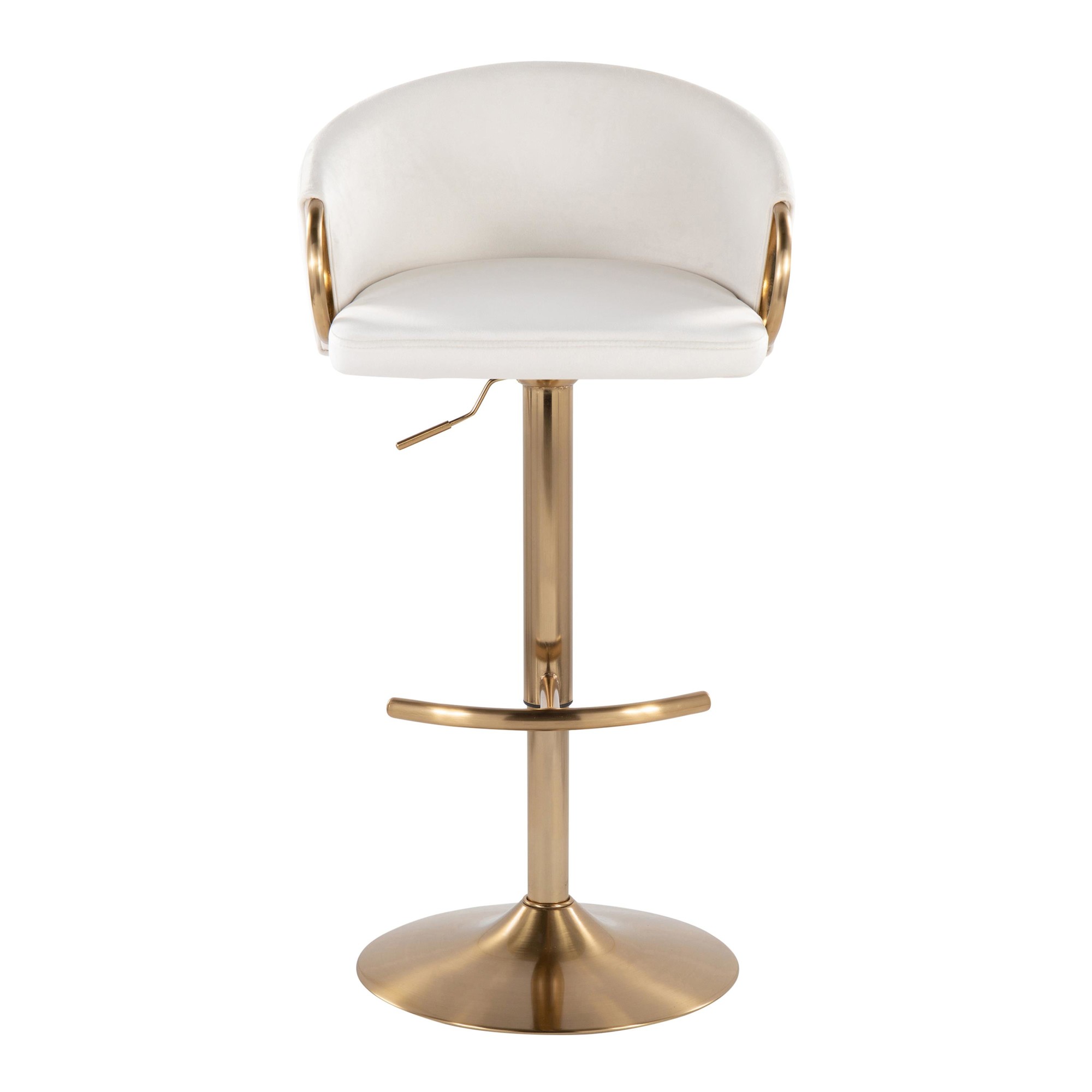 Claire Gold Cream Velvet Swivel Adjustable Barstools (Set of 2) 10 Claire Gold Cream Velvet Swivel Adjustable Barstools (Set of 2) - Image 10