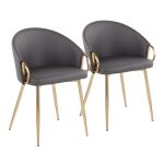 Claire Gold Glam Grey Faux Leather Dining Chairs (Set of 2) 15 Claire Gold Glam Grey Faux Leather Dining Chairs (Set of 2)
