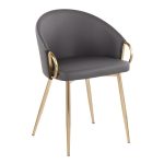 Claire Gold Glam Grey Faux Leather Dining Chairs (Set of 2) 16 Claire Gold Glam Grey Faux Leather Dining Chairs (Set of 2)