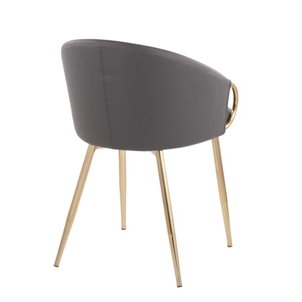 Claire Gold Glam Grey Faux Leather Dining Chairs Set of 2 6