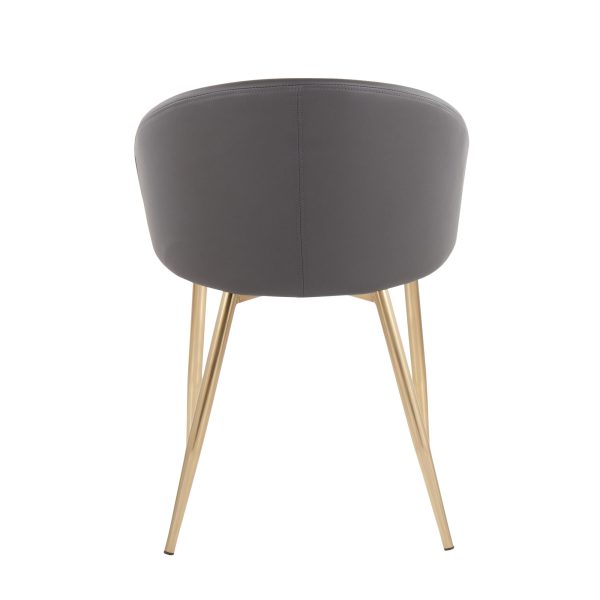 Claire Gold Glam Grey Faux Leather Dining Chairs Set of 2 7