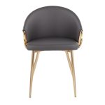 Claire Gold Glam Grey Faux Leather Dining Chairs (Set of 2) 20 Claire Gold Glam Grey Faux Leather Dining Chairs (Set of 2)
