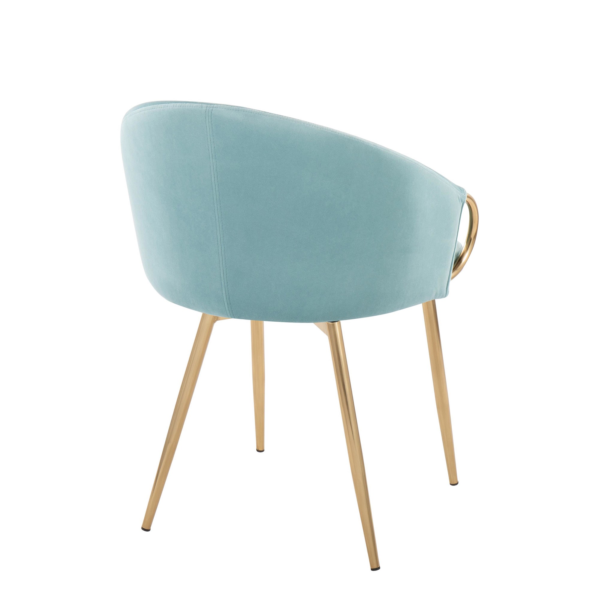 Claire Gold Light Blue Velvet Contemporary Accent Chairs (Set of 2) 4 Claire Gold Light Blue Velvet Contemporary Accent Chairs (Set of 2) - Image 4