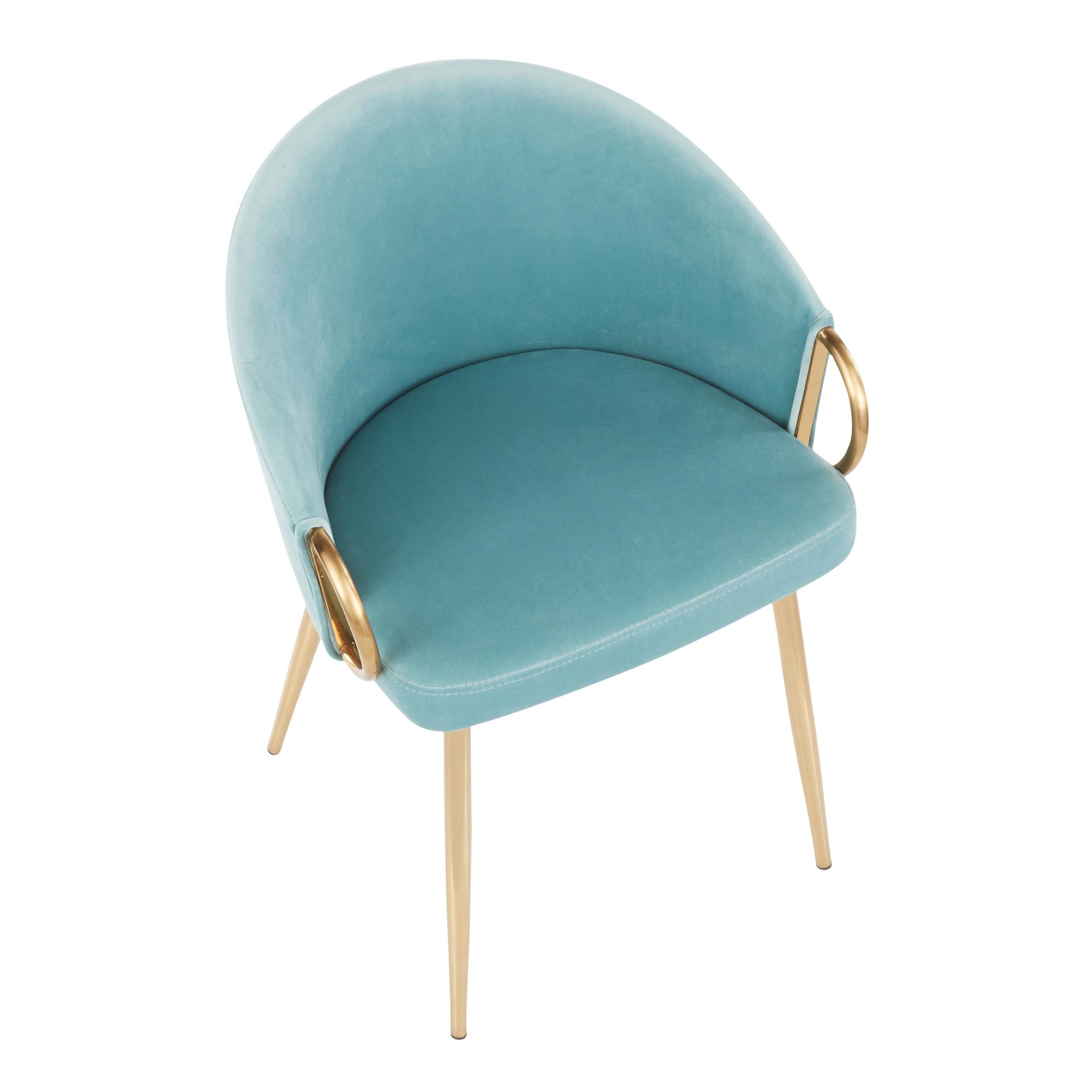 Claire Gold Light Blue Velvet Contemporary Accent Chairs (Set of 2) 7 Claire Gold Light Blue Velvet Contemporary Accent Chairs (Set of 2) - Image 7