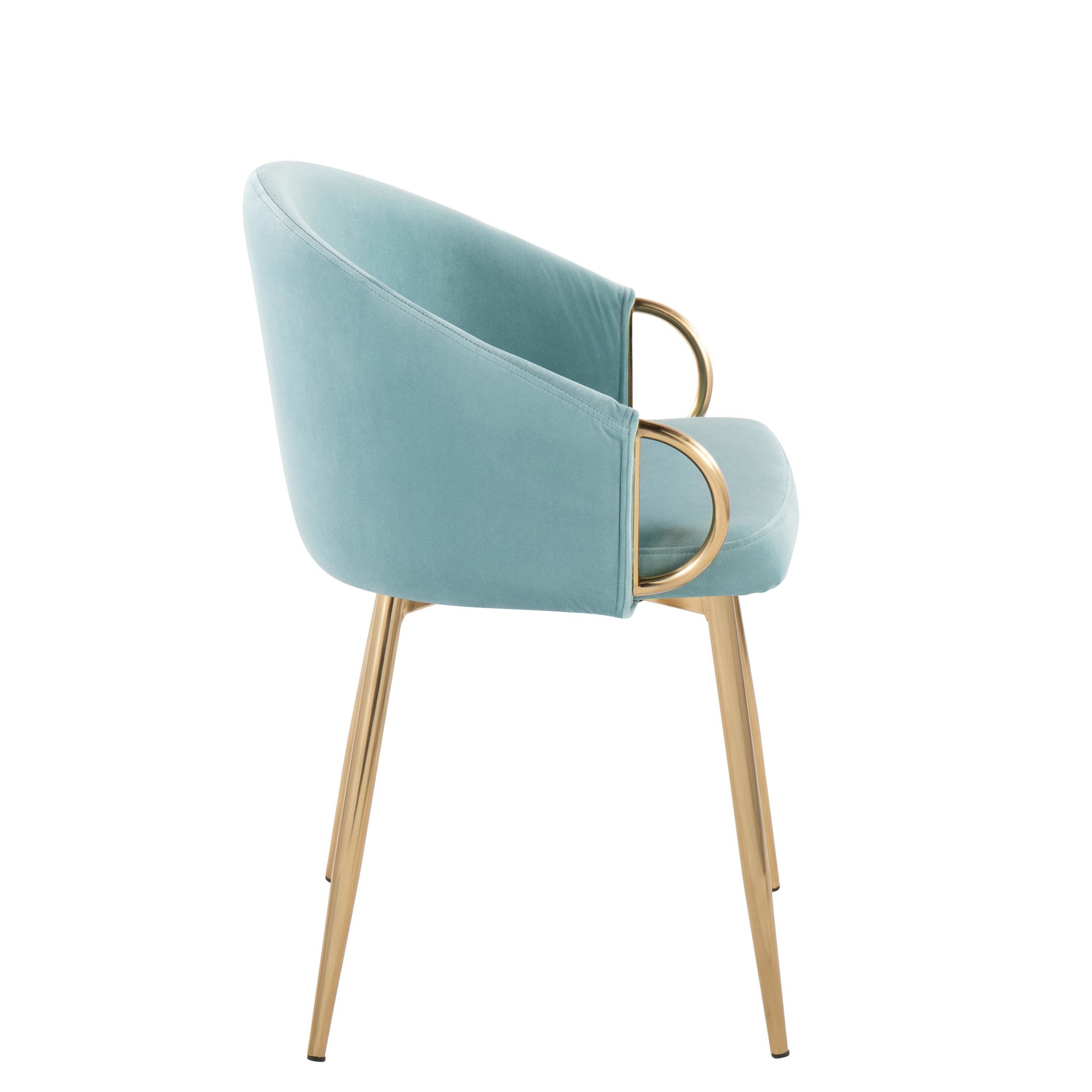 Claire Gold Metal Light Blue Velvet Contemporary Accent Chair 2 Claire Gold Metal Light Blue Velvet Contemporary Accent Chair - Image 2
