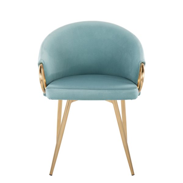 Claire Gold Metal Light Blue Velvet Contemporary Accent Chair 4