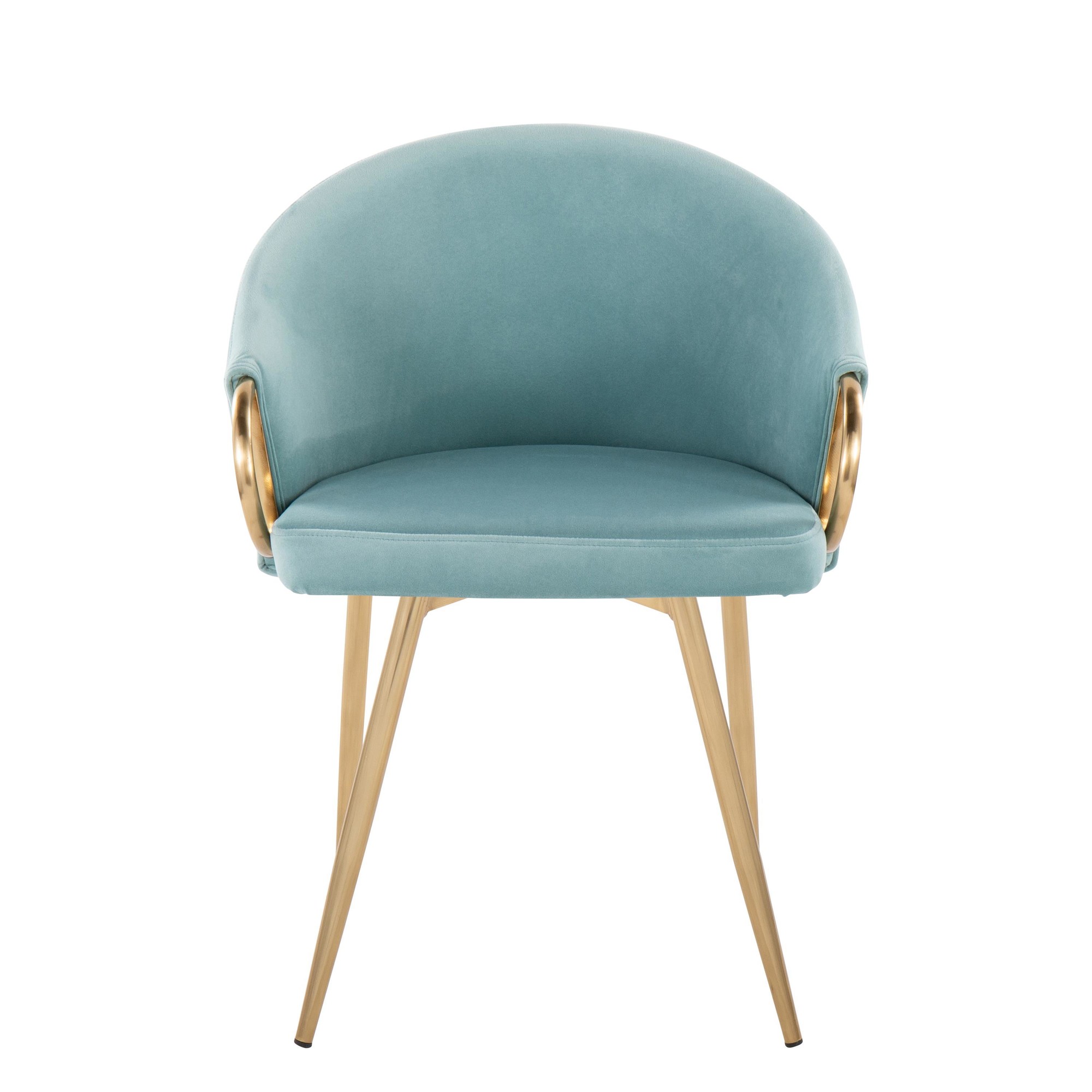 Claire Gold Metal Light Blue Velvet Contemporary Accent Chair 5 Claire Gold Metal Light Blue Velvet Contemporary Accent Chair - Image 5