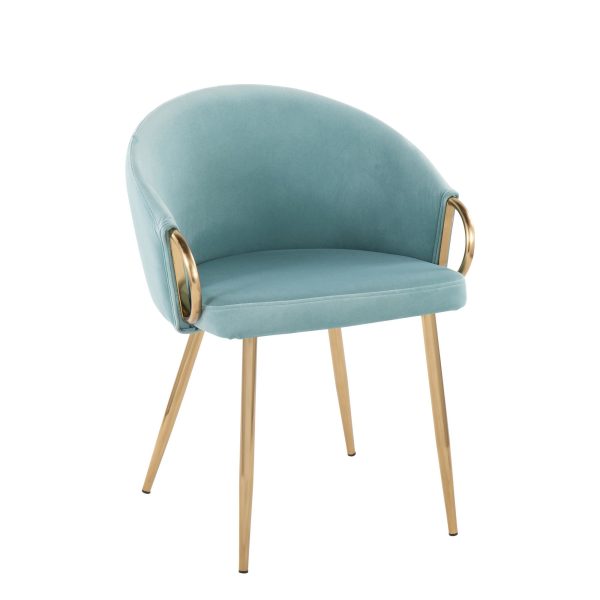 Claire Gold Metal Light Blue Velvet Contemporary Accent Chair