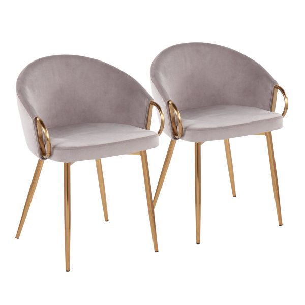Claire Gold Silver Velvet Contemporary Dining Chairs Set of 2 2