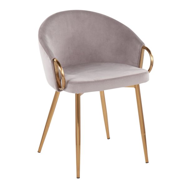Claire Gold Silver Velvet Contemporary Dining Chairs Set of 2 3
