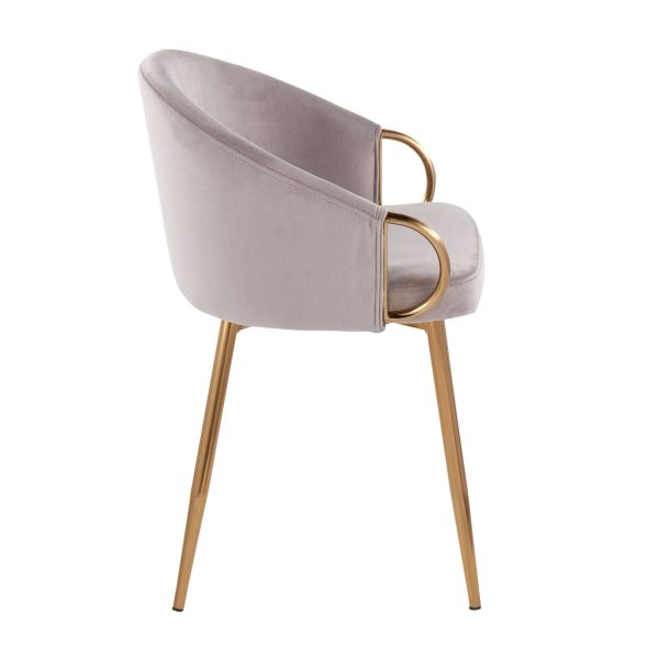 Claire Gold Silver Velvet Contemporary Dining Chairs Set of 2 4