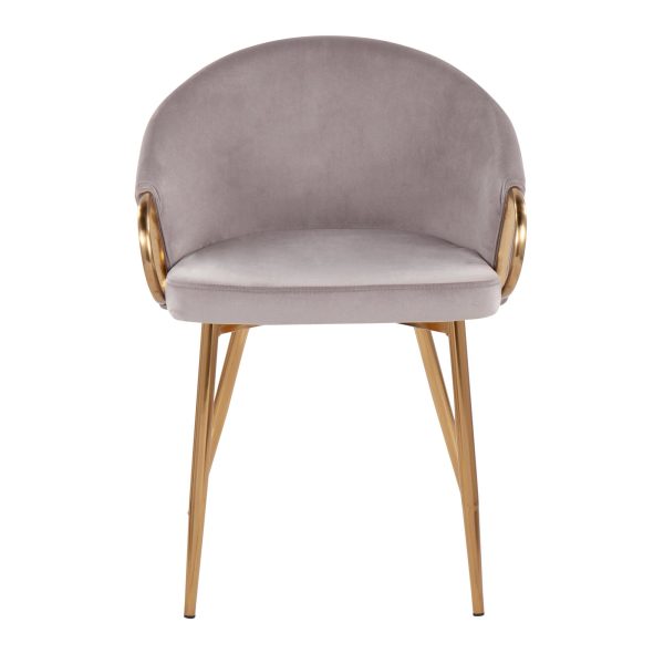 Claire Gold Silver Velvet Contemporary Dining Chairs Set of 2 7