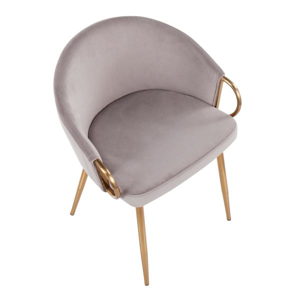 Claire Gold Silver Velvet Contemporary Dining Chairs Set of 2 8