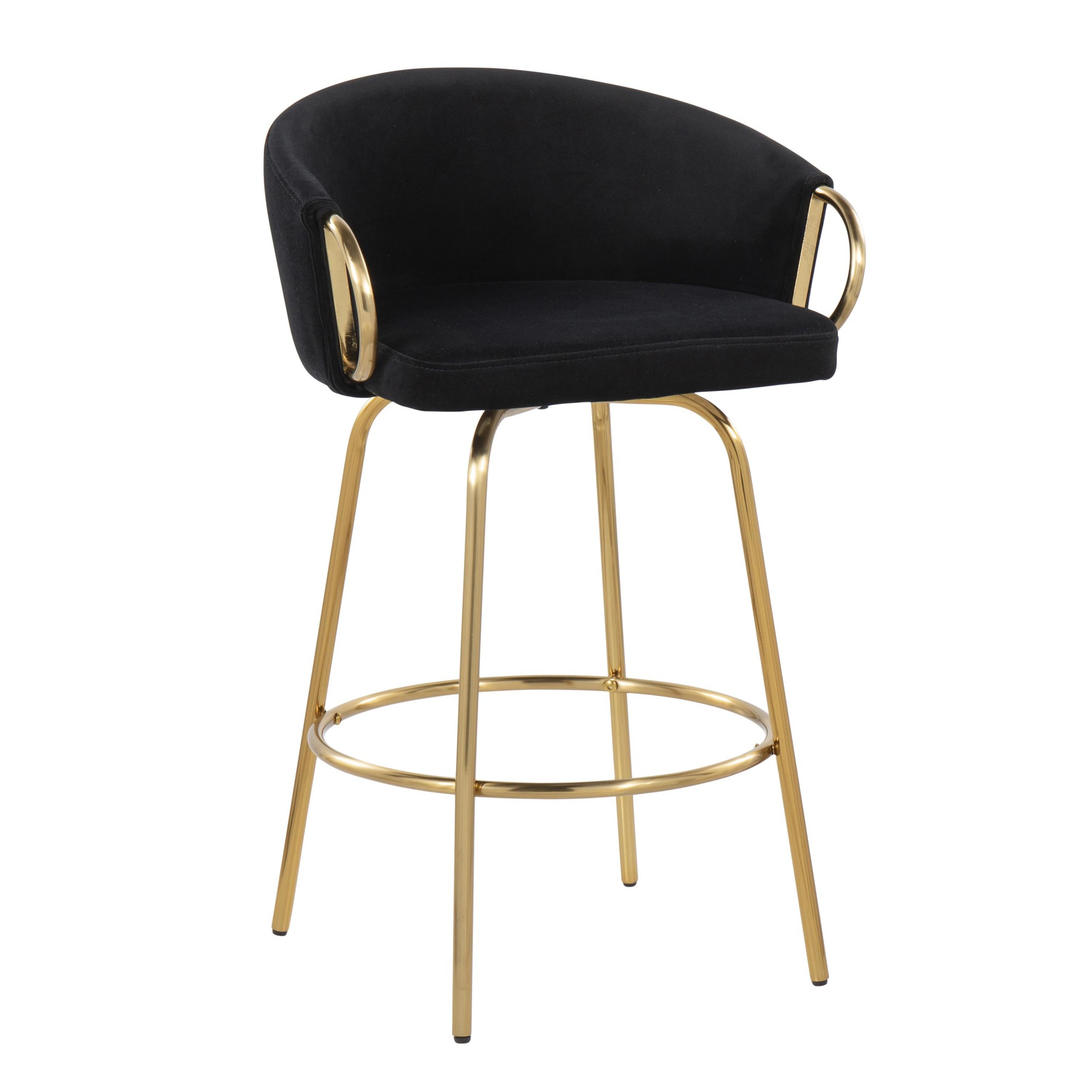 Claire Gold Steel Black Velvet Counter Stool 26-Inch (Set of 2) 5 Claire Gold Steel Black Velvet Counter Stool 26-Inch (Set of 2) - Image 5