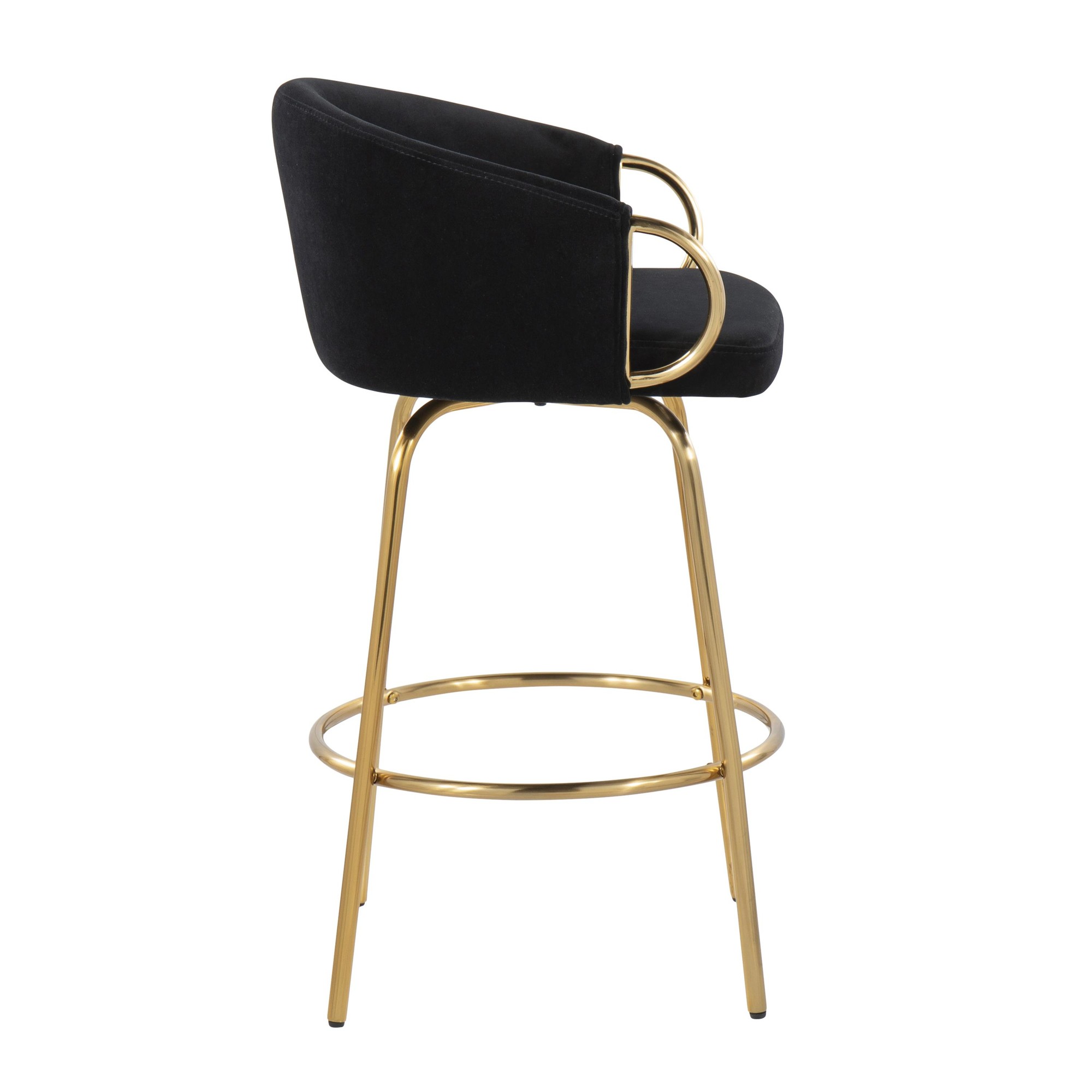 Claire Gold Steel Black Velvet Counter Stool 26-Inch (Set of 2) 6 Claire Gold Steel Black Velvet Counter Stool 26-Inch (Set of 2) - Image 6