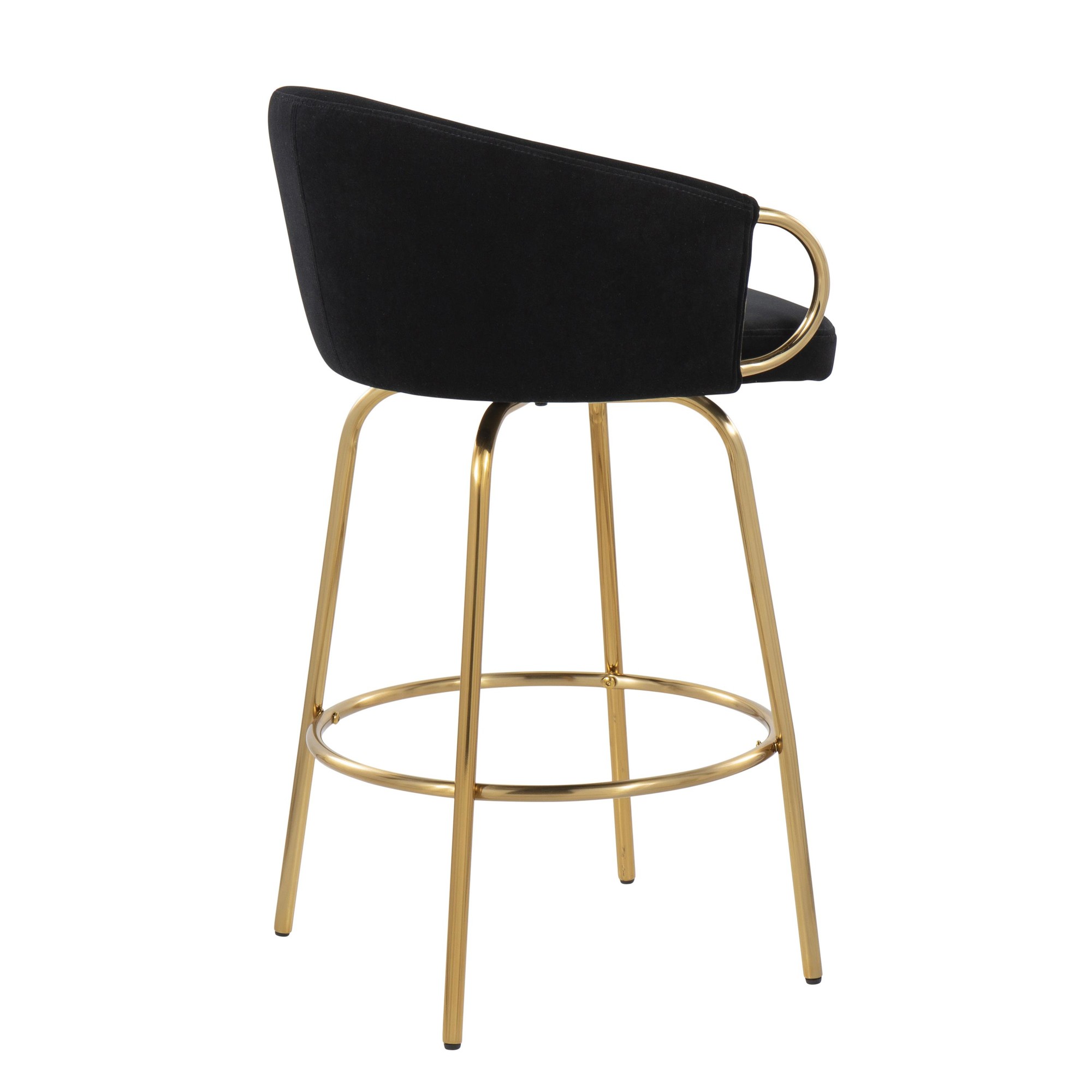 Claire Gold Steel Black Velvet Counter Stool 26-Inch (Set of 2) 7 Claire Gold Steel Black Velvet Counter Stool 26-Inch (Set of 2) - Image 7