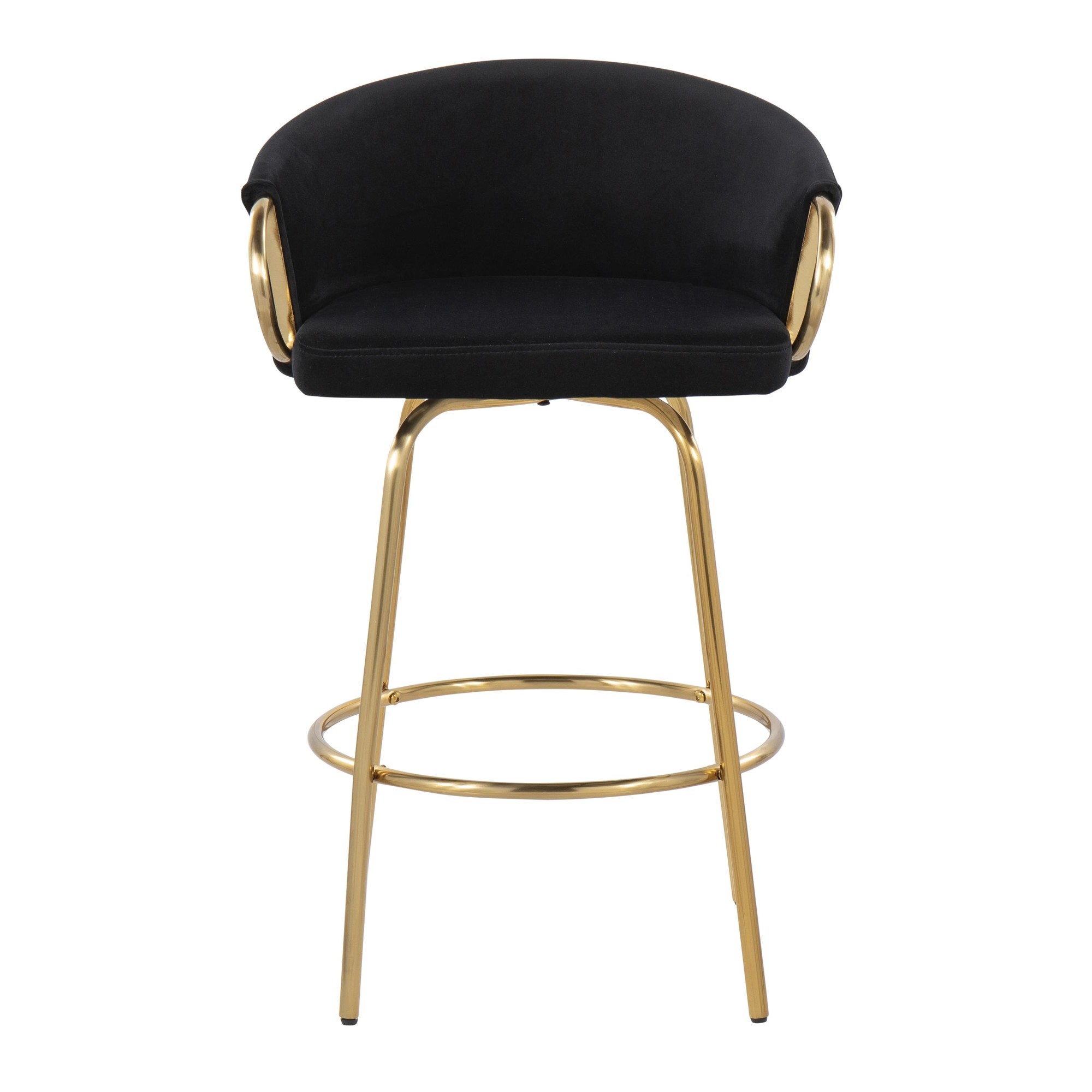 Claire Gold Steel Black Velvet Counter Stool 26-Inch (Set of 2) 9 Claire Gold Steel Black Velvet Counter Stool 26-Inch (Set of 2) - Image 9