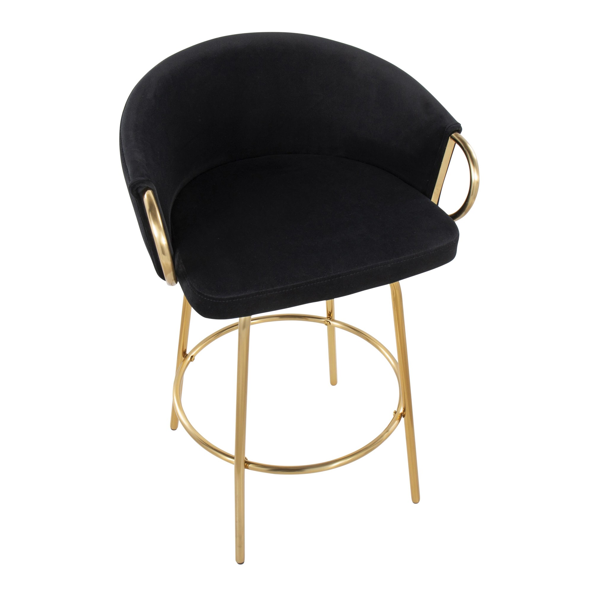 Claire Gold Steel Black Velvet Counter Stool 26-Inch (Set of 2) 10 Claire Gold Steel Black Velvet Counter Stool 26-Inch (Set of 2) - Image 10