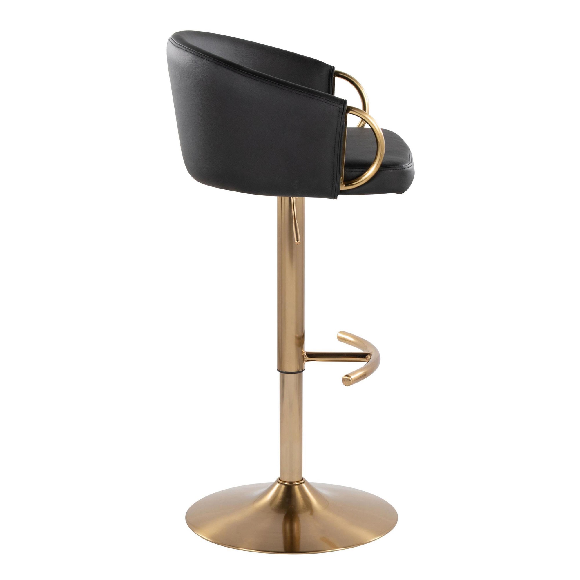 Claire Gold and Black Faux Leather Adjustable Barstools (Set of 2) 5 Claire Gold and Black Faux Leather Adjustable Barstools (Set of 2) - Image 5