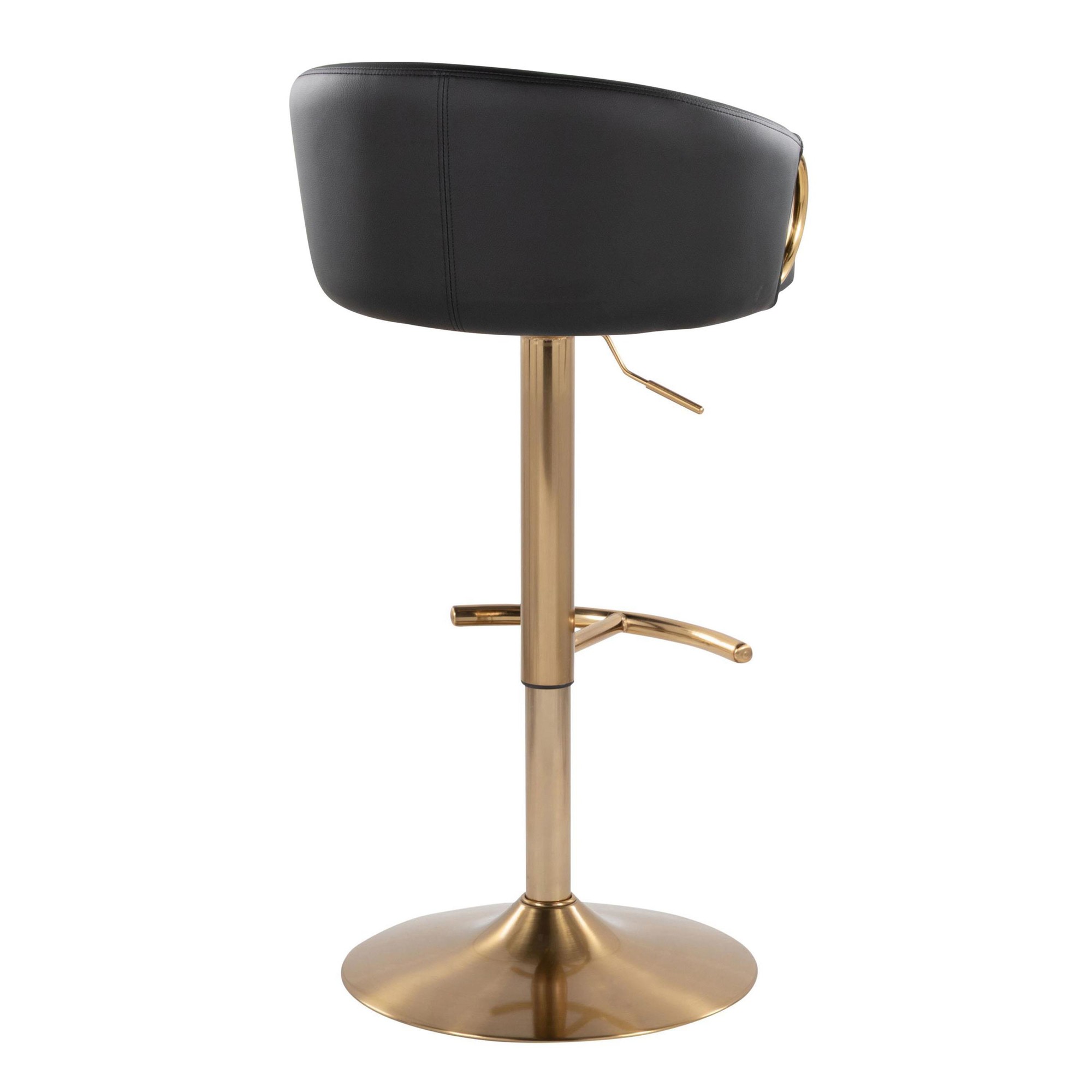 Claire Gold and Black Faux Leather Adjustable Barstools (Set of 2) 6 Claire Gold and Black Faux Leather Adjustable Barstools (Set of 2) - Image 6