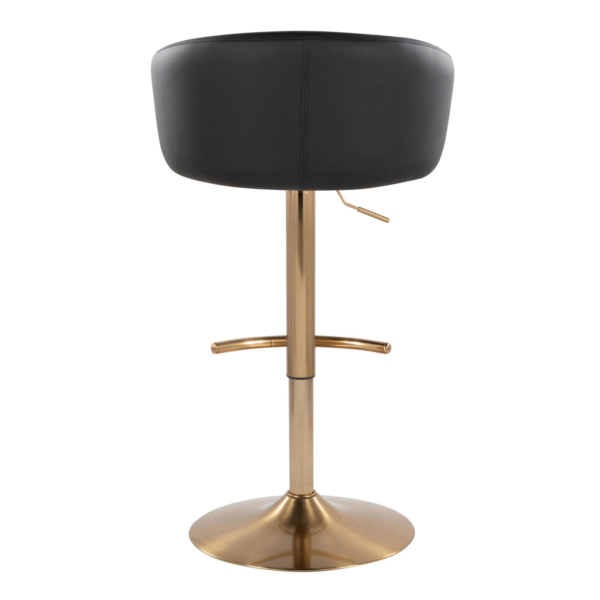 Claire Gold and Black Faux Leather Adjustable Barstools (Set of 2) 7 Claire Gold and Black Faux Leather Adjustable Barstools (Set of 2) - Image 7