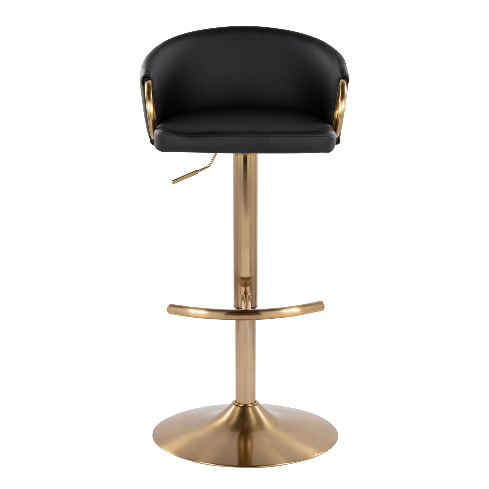 Claire Gold and Black Faux Leather Adjustable Barstools (Set of 2) 8 Claire Gold and Black Faux Leather Adjustable Barstools (Set of 2) - Image 8