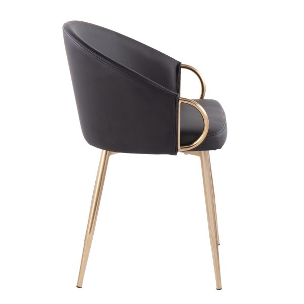Claire Gold and Black Faux Leather Contemporary Dining Chairs Set of 2 10