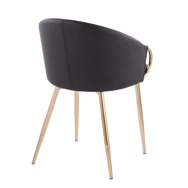Claire Gold and Black Faux Leather Contemporary Dining Chairs Set of 2 11