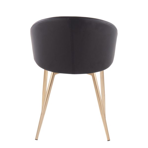 Claire Gold and Black Faux Leather Contemporary Dining Chairs Set of 2 12