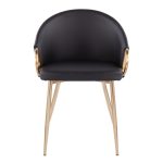 Claire Gold and Black Faux Leather Contemporary Dining Chairs (Set of 2) 30 Claire Gold and Black Faux Leather Contemporary Dining Chairs (Set of 2)