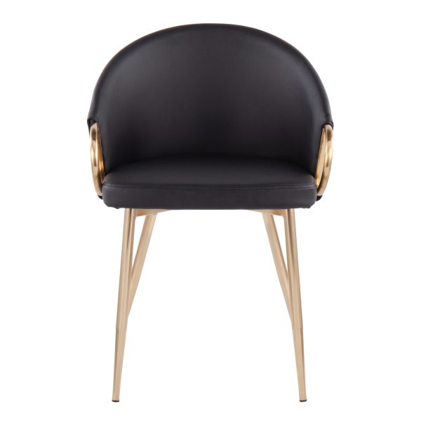Claire Gold and Black Faux Leather Contemporary Dining Chairs Set of 2 13