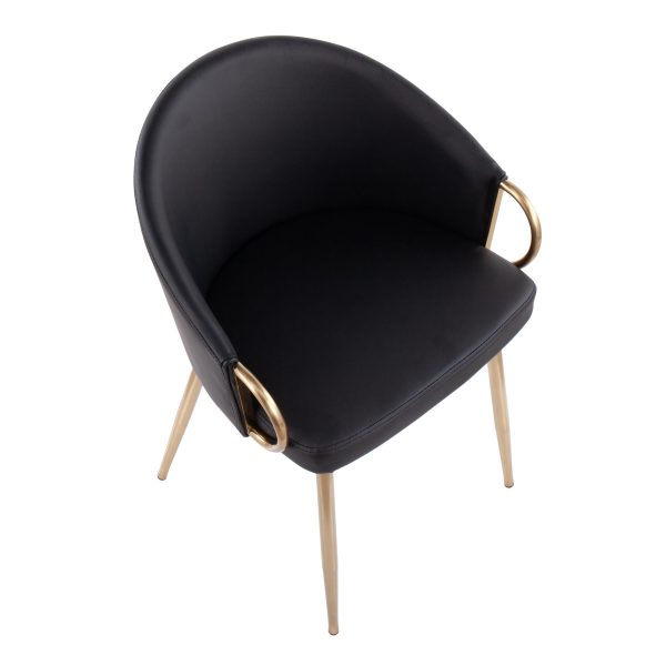 Claire Gold and Black Faux Leather Contemporary Dining Chairs Set of 2 14