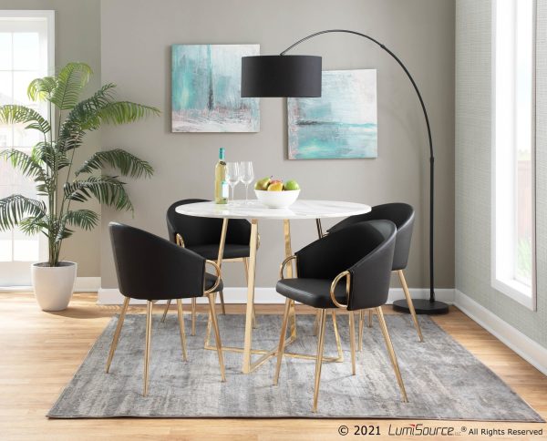 Claire Gold and Black Faux Leather Contemporary Dining Chairs Set of 2 2