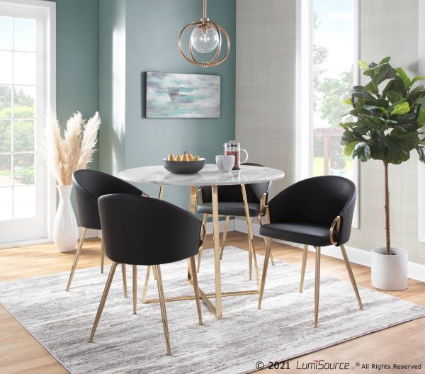 Claire Gold and Black Faux Leather Contemporary Dining Chairs Set of 2 3