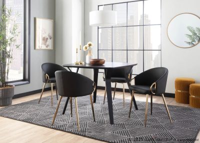 Claire Gold and Black Faux Leather Contemporary Dining Chairs (Set of 2)