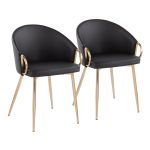 Claire Gold and Black Faux Leather Contemporary Dining Chairs (Set of 2) 25 Claire Gold and Black Faux Leather Contemporary Dining Chairs (Set of 2)
