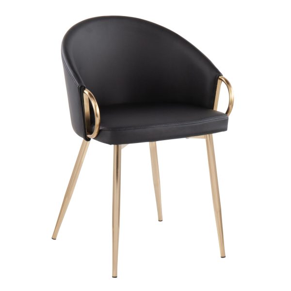 Claire Gold and Black Faux Leather Contemporary Dining Chairs Set of 2 9
