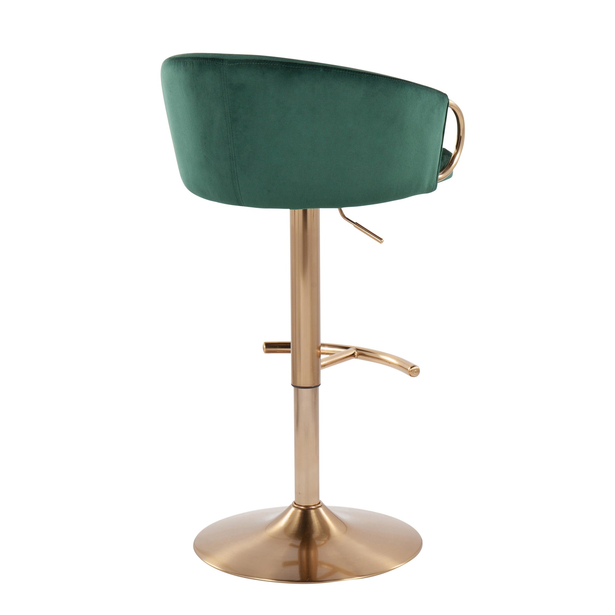 Claire Gold and Green Velvet Adjustable Bar Stools (Set of 2) 5 Claire Gold and Green Velvet Adjustable Bar Stools (Set of 2) - Image 5