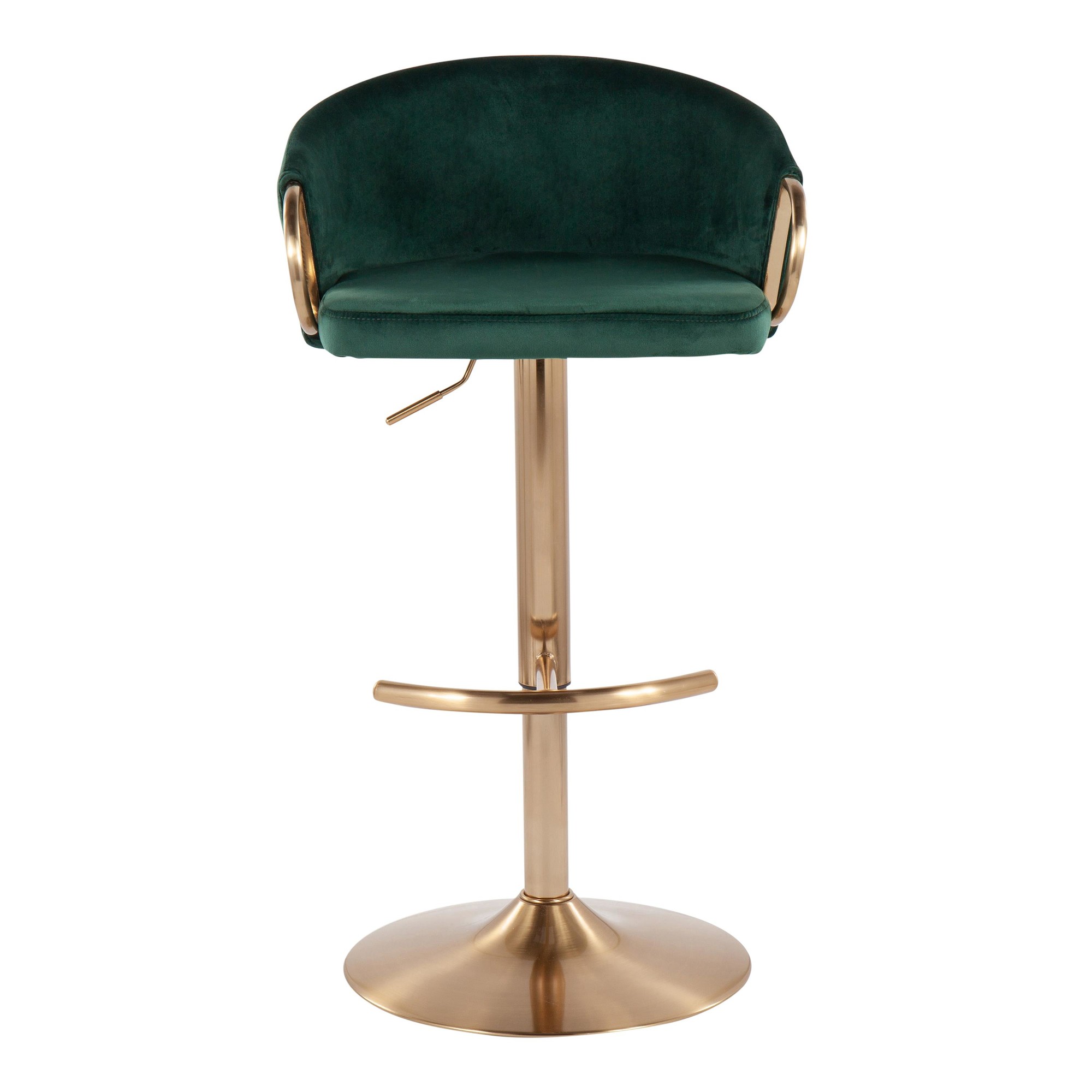 Claire Gold and Green Velvet Adjustable Bar Stools (Set of 2) 7 Claire Gold and Green Velvet Adjustable Bar Stools (Set of 2) - Image 7