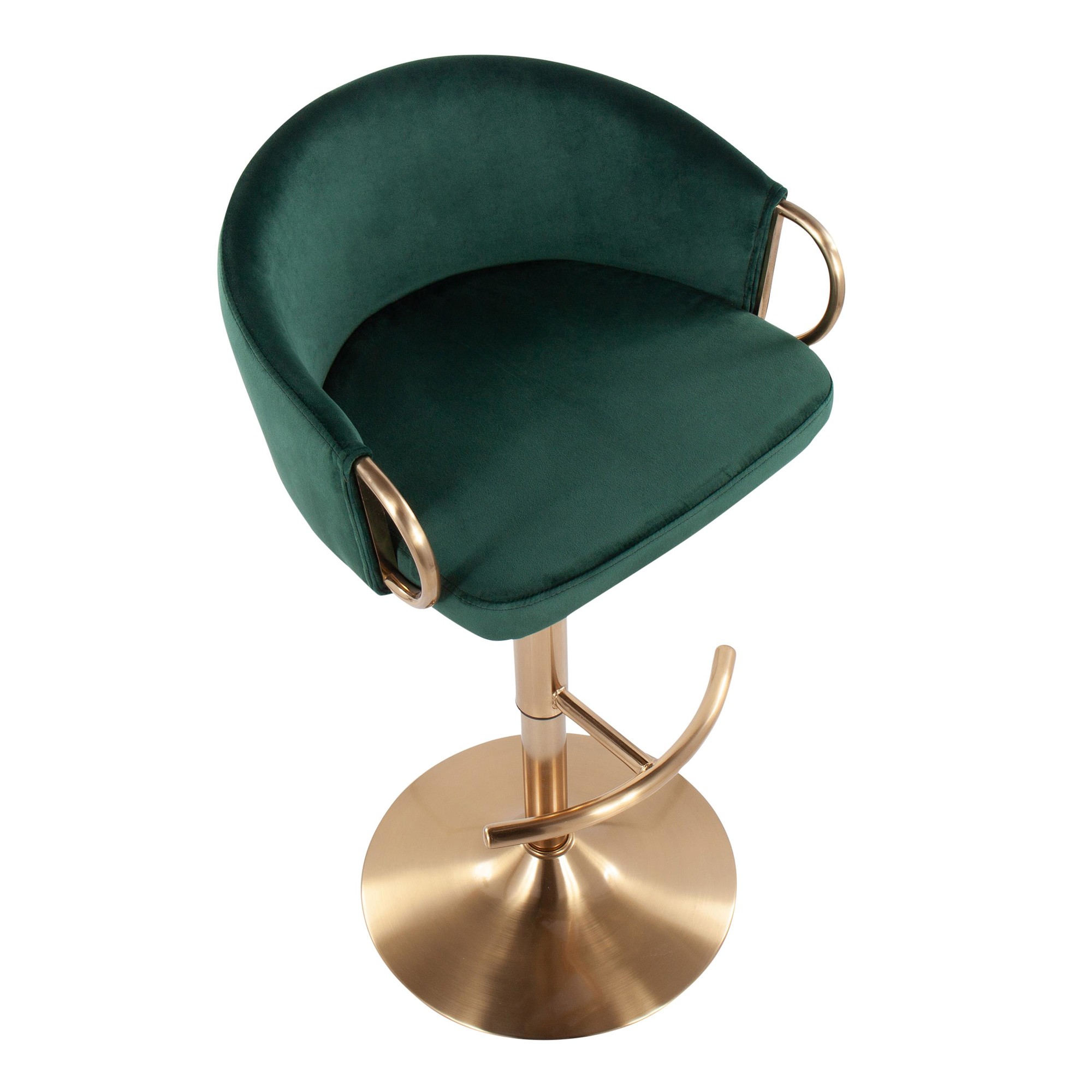 Claire Gold and Green Velvet Adjustable Bar Stools (Set of 2) 8 Claire Gold and Green Velvet Adjustable Bar Stools (Set of 2) - Image 8