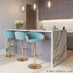 Claire Gold and Light Blue Velvet Contemporary Bar Stools (Set of 2) 11 Claire Gold and Light Blue Velvet Contemporary Bar Stools (Set of 2)