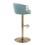 Claire Gold and Light Blue Velvet Contemporary Bar Stools (Set of 2) 14 Claire Gold and Light Blue Velvet Contemporary Bar Stools (Set of 2)