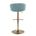 Claire Gold and Light Blue Velvet Contemporary Bar Stools (Set of 2) 16 Claire Gold and Light Blue Velvet Contemporary Bar Stools (Set of 2)